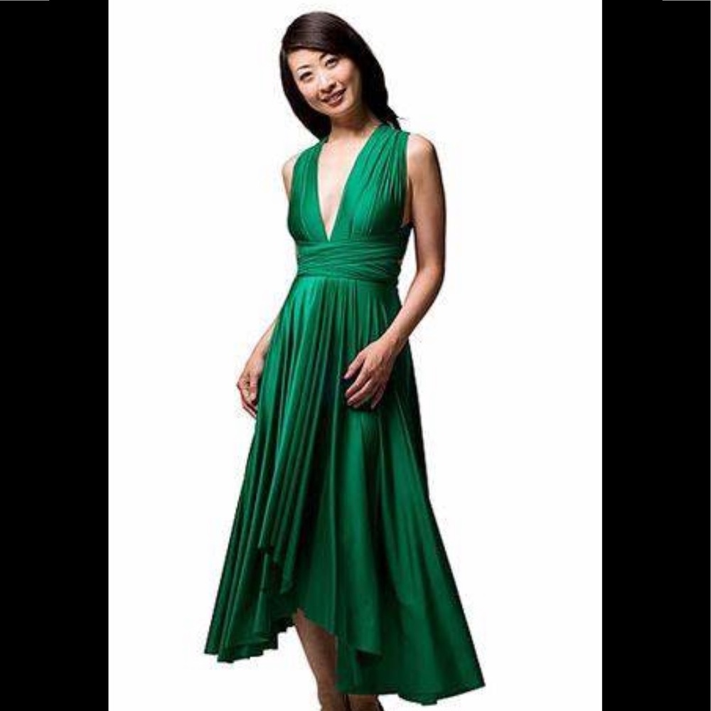 Butter by Nadia Green Satin Wrap Dress